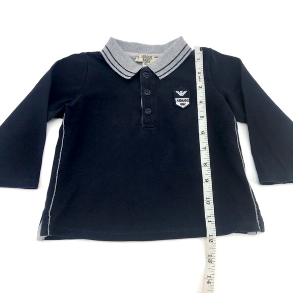 Giorgio Armani Baby Preppy Nautical Logo Spellout Long Sleeve Polo Shirt - Picture 11 of 12